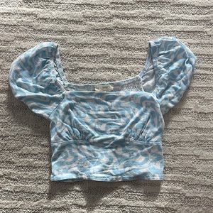 blue and white crop top.